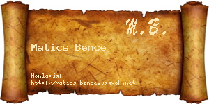 Matics Bence névjegykártya